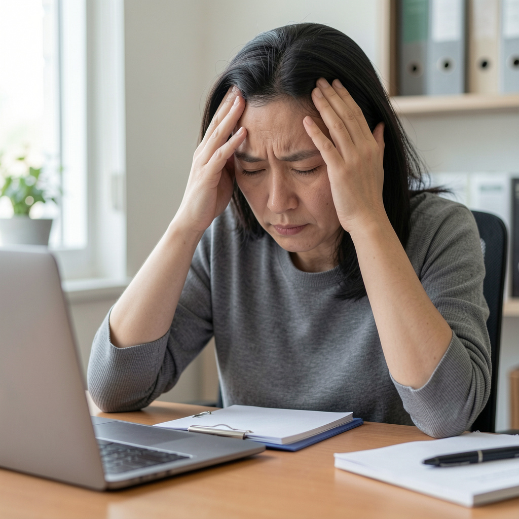 Individual practicing self-awareness of fatigue signs